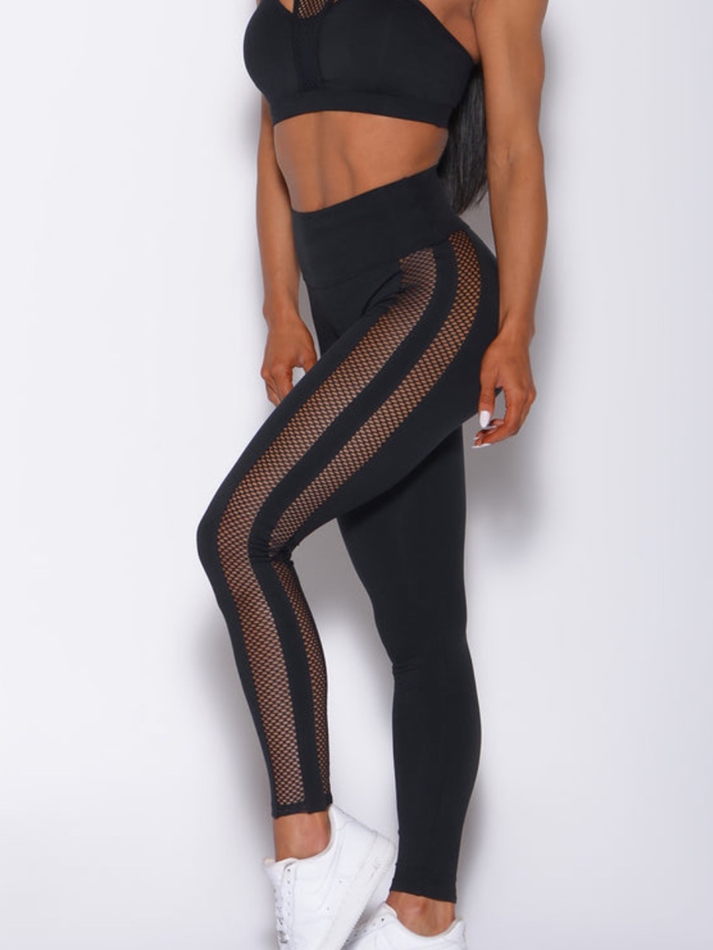 Bombshell Sportswear Black Women's Performance Leggings with Mesh Detail
